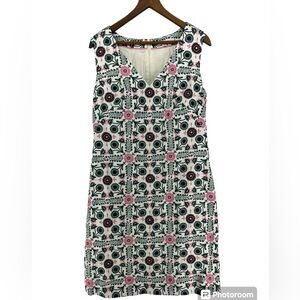 Boden Tatiana Textured V Neck Mini Shift Dress Trellis Tile size 8R
